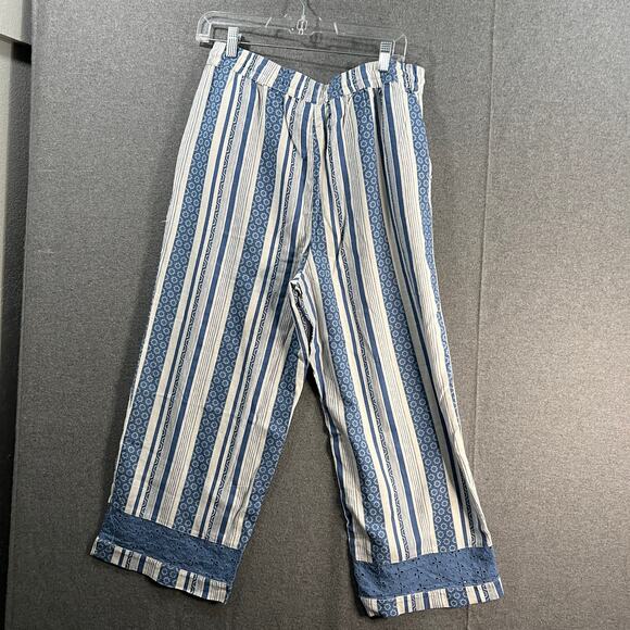 Denim & Co. Naturals Regular Linen Blend Crop Pants Med Denim Blue Small - Picture 2 of 11